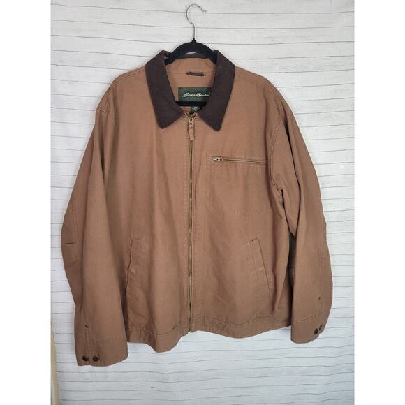 EDDIE BAUER BARN CHORE JACKET W CORDUROY COLLAR IN BROWN, SZ XL TALL - Picture 15 of 15